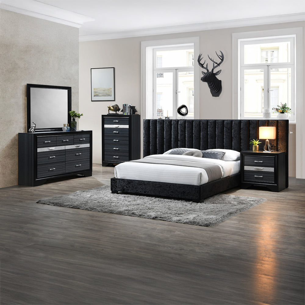 ACME Rivas Black Fabric Queen Bed Model 27760Q
