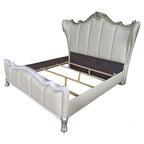ACME Dresden II Pearl White Synthetic Leather & Gold Patina Eastern King Bed Model 27817EK
