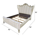 ACME Dresden II Pearl White Synthetic Leather & Gold Patina Queen Bed Model 27820Q