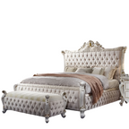 ACME Picardy Fabric & Antique Pearl Queen Bed Model 27880Q