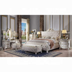 ACME Picardy Fabric & Antique Pearl California King Bed Model 27874CK