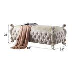 ACME Picardy Fabric & Antique Pearl Bench Model 27886