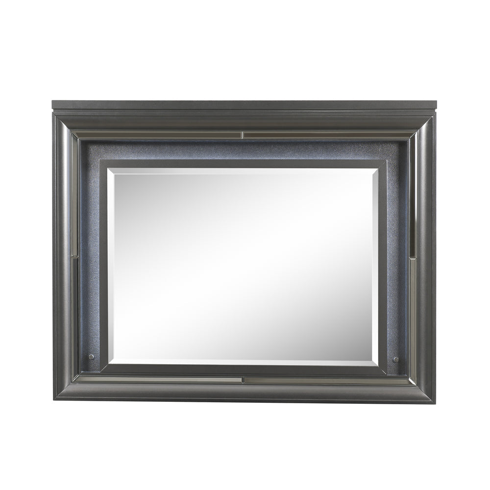ACME Sawyer Metallic Gray Mirror with LED Model 27974