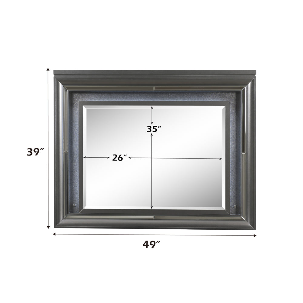 ACME Sawyer Metallic Gray Mirror with LED Model 27974