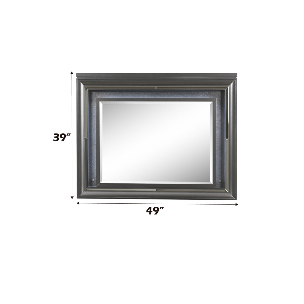 ACME Sawyer Metallic Gray Mirror with LED Model 27974
