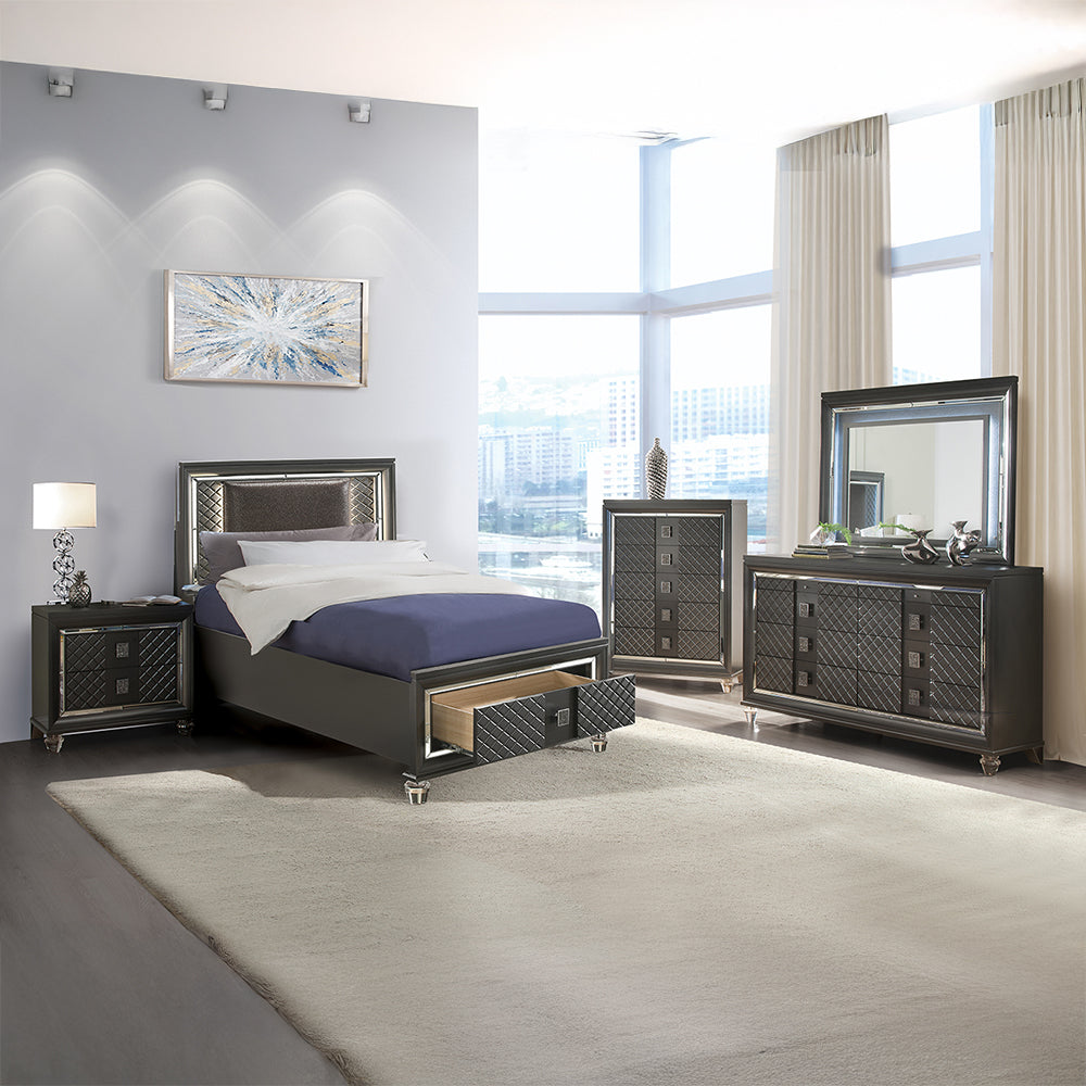 ACME Sawyer Metallic Gray Mirror with LED Model 27974