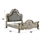 ACME Dresden Vintage Bone White & Synthetic Leather Eastern King Bed Model 28167EK