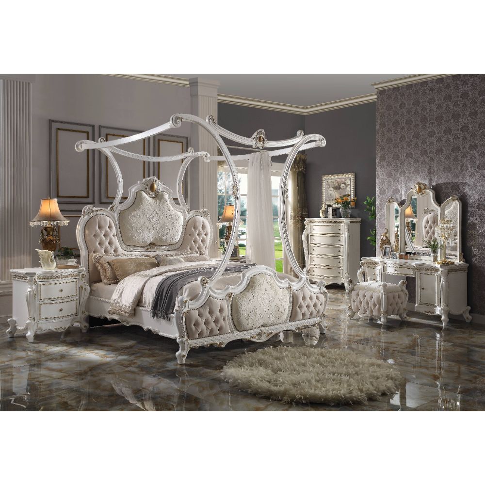 ACME Picardy Fabric & Antique Pearl California King Bed Model 28204CK