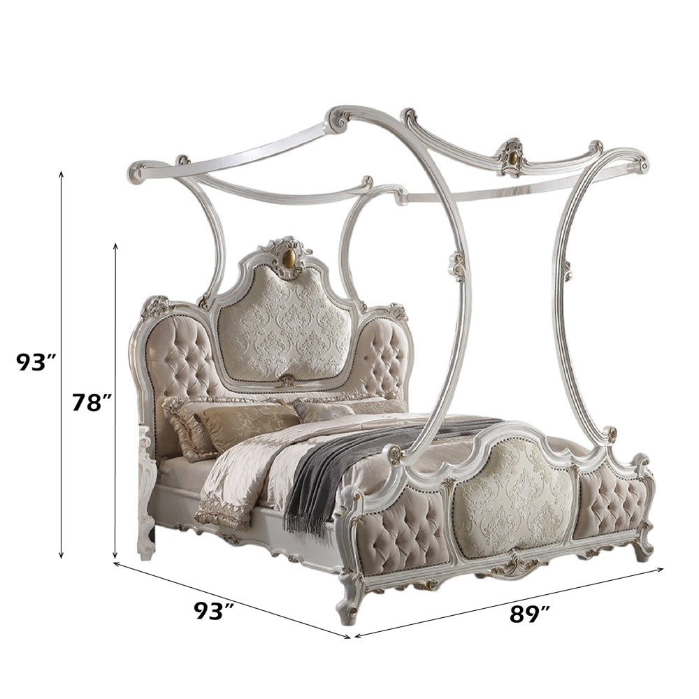 ACME Picardy Fabric & Antique Pearl California King Bed Model 28204CK