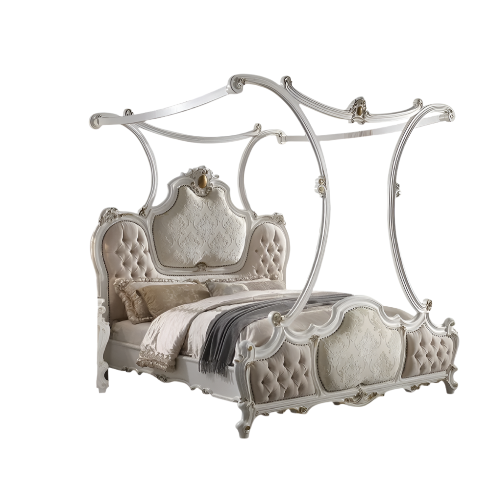 ACME Picardy Fabric & Antique Pearl California King Bed Model 28204CK