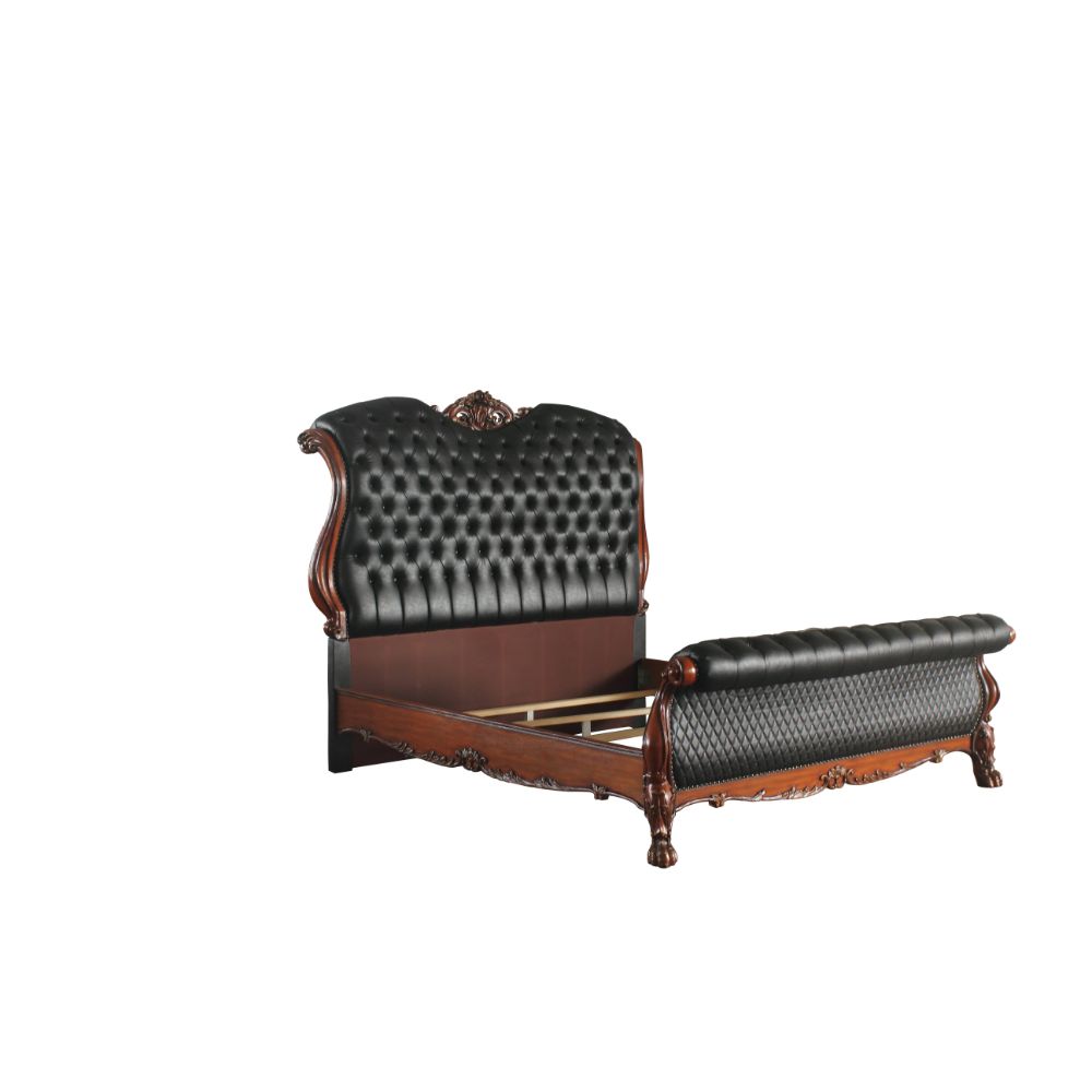 ACME Dresden Synthetic Leather & Cherry Oak Queen Bed Model 28230Q