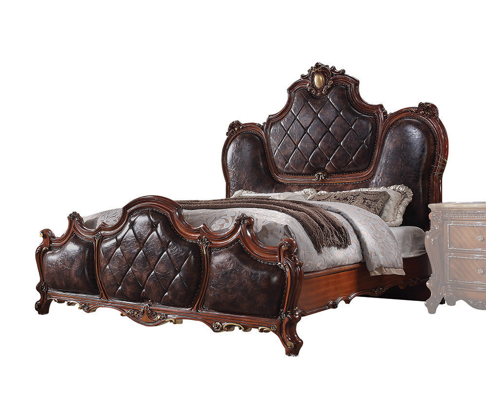 ACME Picardy Synthetic Leather & Honey Oak California King Bed Model 28234CK