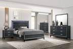 ACME Haiden LED & Weathered Black Eastern King Bed with LED Model 28427EK