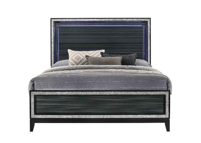 ACME Haiden LED & Weathered Black Queen Bed with LED Model 28430Q
