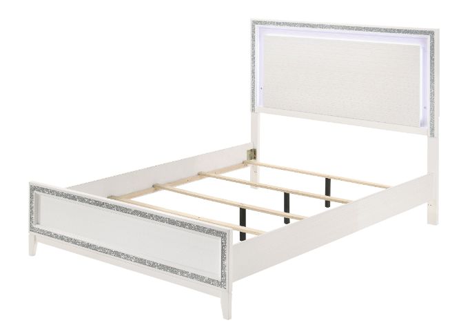 ACME Haiden LED & White Queen Bed with LED Model 28450Q