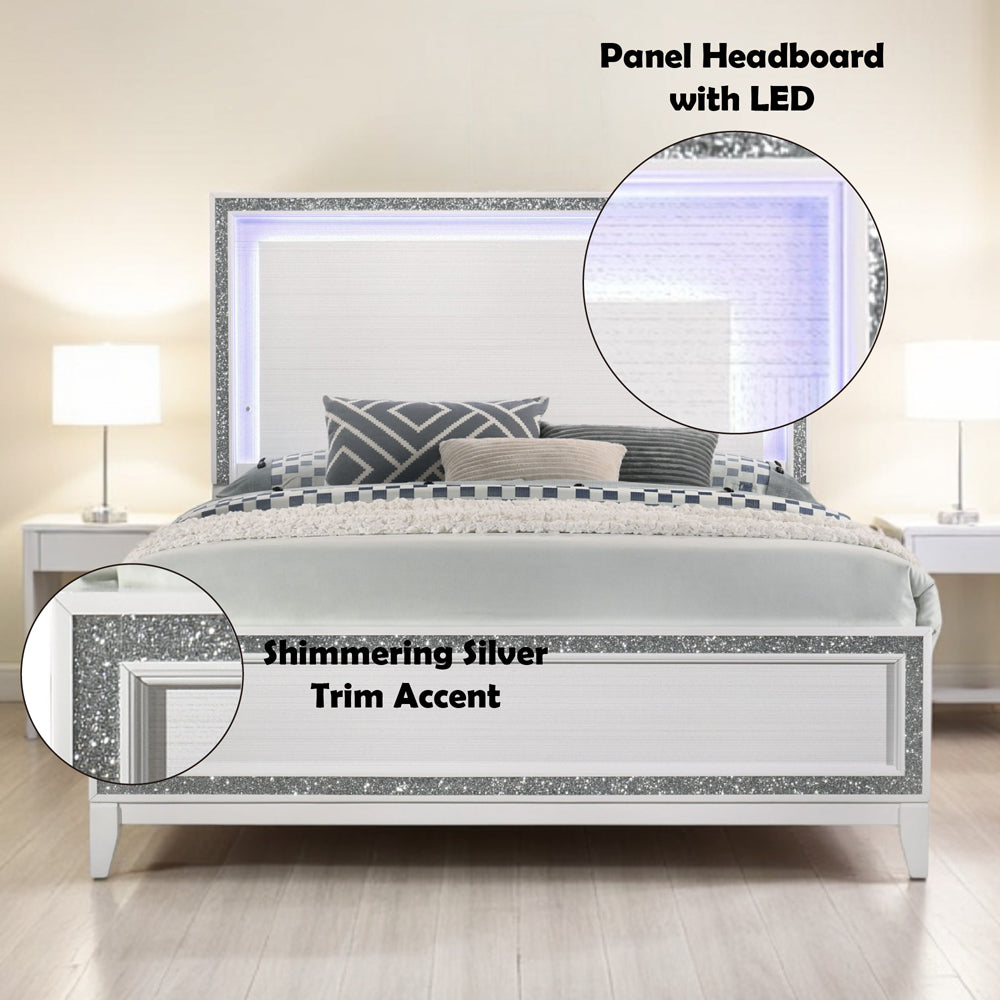 ACME Haiden LED & White Queen Bed with LED Model 28450Q