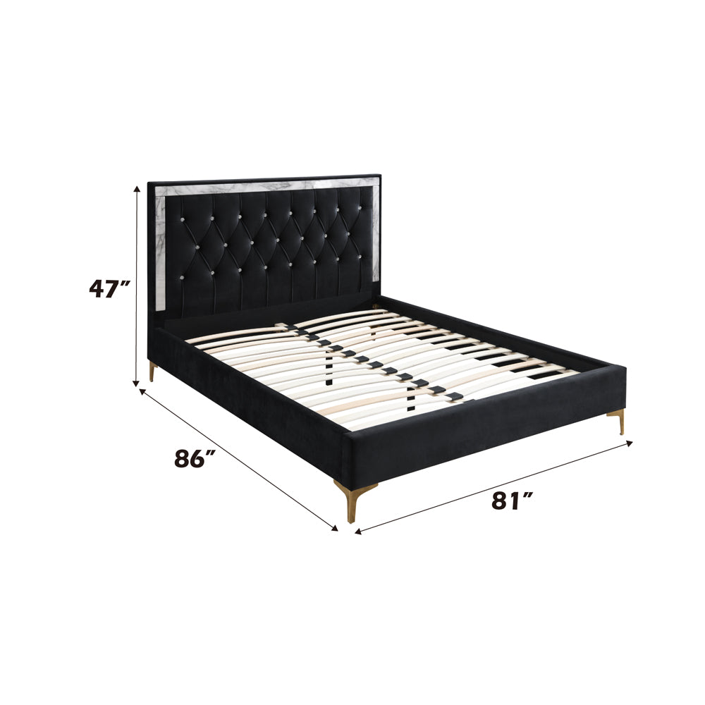 ACME Rowan Black Fabric Eastern King Bed Model 28987EK