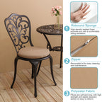 Ensemble table et chaises papillon d'extérieur en aluminium 3 pièces avec trou pour parasol