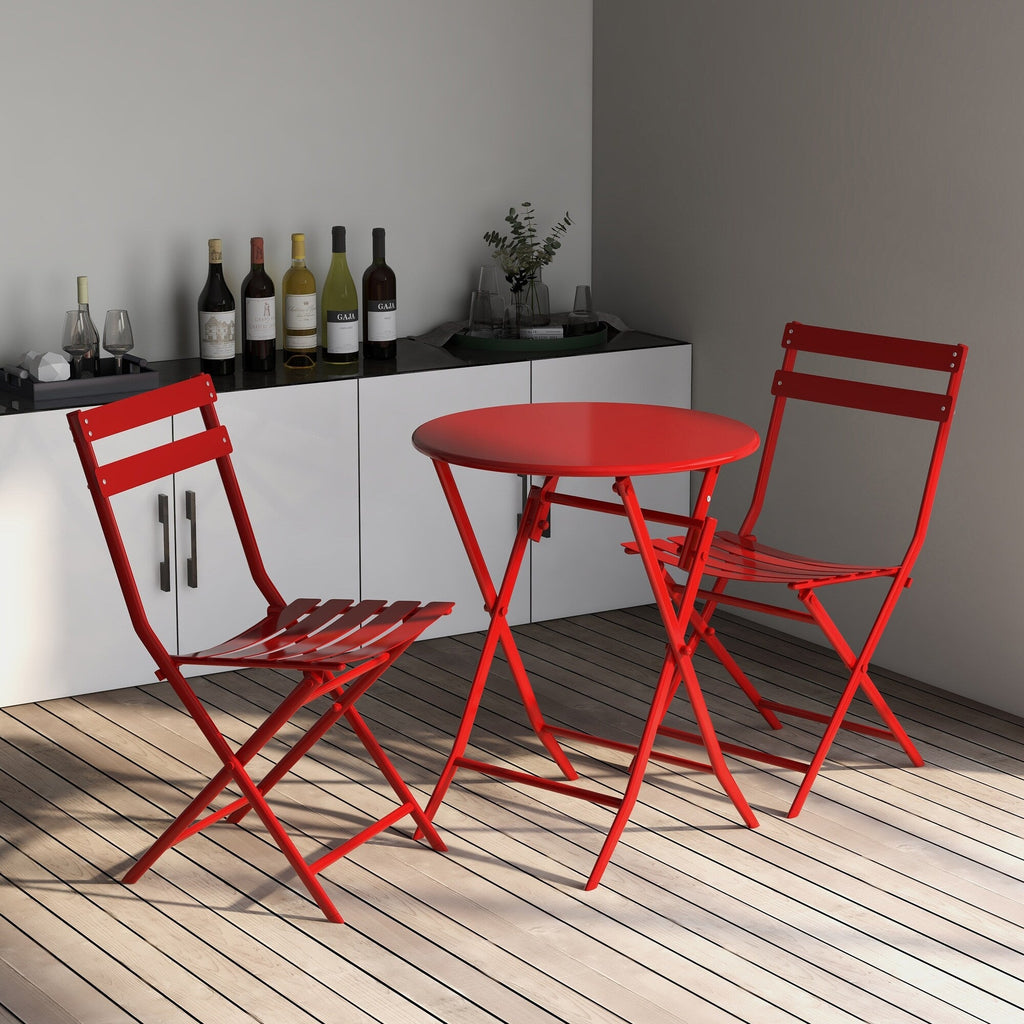 Ensemble bistro minimaliste 3 pièces pour patio : table ronde pliable et chaises