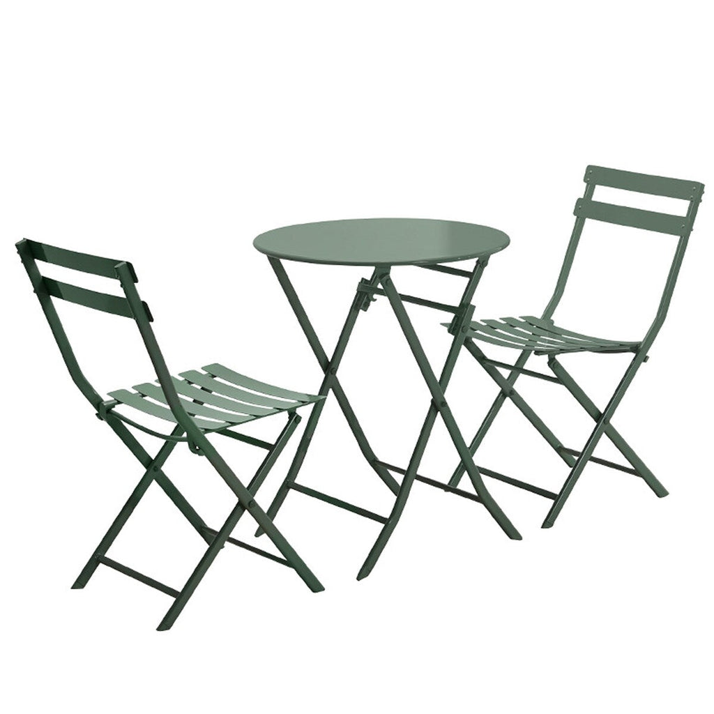 Ensemble bistro minimaliste 3 pièces pour patio : table ronde pliable et chaises