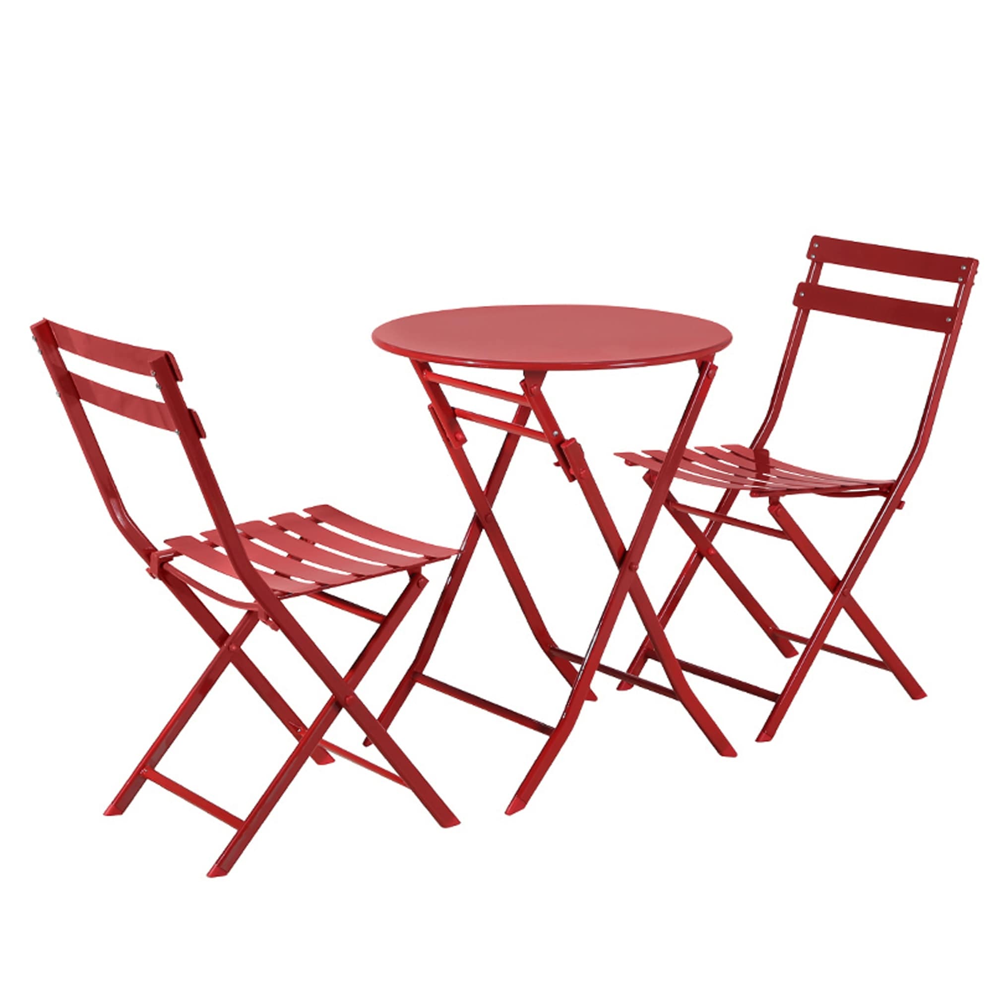 Ensemble bistro minimaliste 3 pièces pour patio : table ronde pliable et chaises