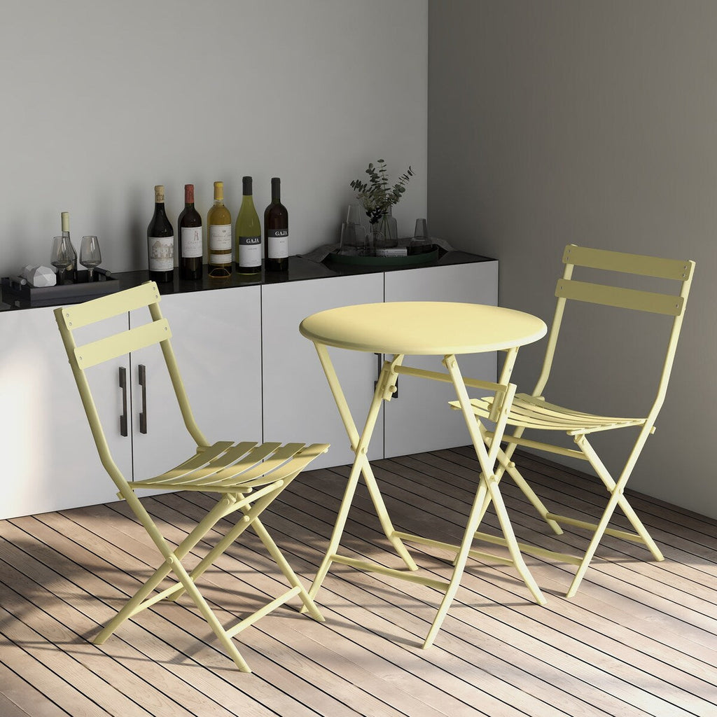Ensemble bistro minimaliste 3 pièces pour patio : table ronde pliable et chaises