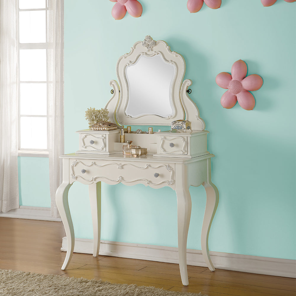 ACME Edalene Pearl White Vanity Desk with Mirror Model 30516