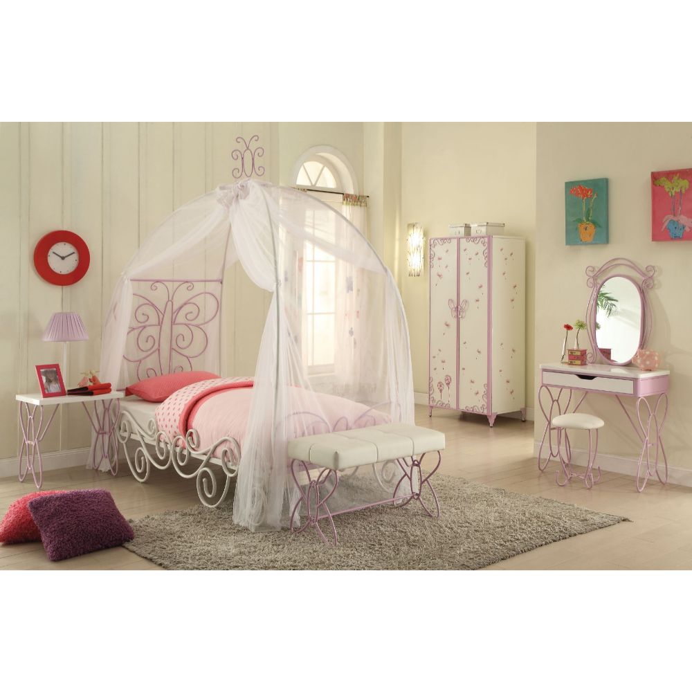 ACME Priya II White & Light Purple Full Bed with Canopy Model 30535F