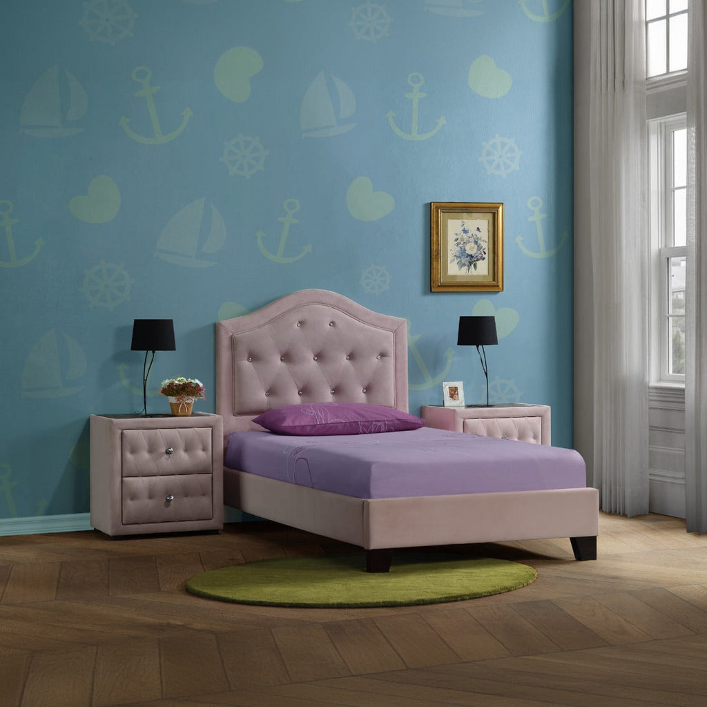 ACME Reggie Pink Fabric Twin Bed Model 30820T