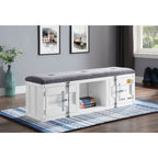 ACME Cargo Gray Fabric & White Bench with Storage Model 35912