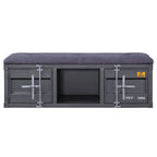 ACME Cargo Gray Fabric & Gunmetal Bench with Storage Model 35927