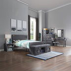 ACME Cargo Gray Fabric & Gunmetal Bench with Storage Model 35927