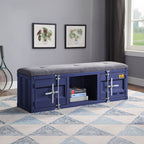 ACME Cargo Gray Fabric & Blue Bench with Storage Model 35942