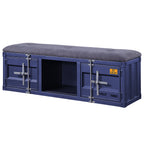 ACME Cargo Gray Fabric & Blue Bench with Storage Model 35942