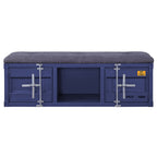 ACME Cargo Gray Fabric & Blue Bench with Storage Model 35942