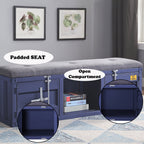 ACME Cargo Gray Fabric & Blue Bench with Storage Model 35942