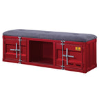 ACME Cargo Gray Fabric & Red Bench with Storage Model 35956