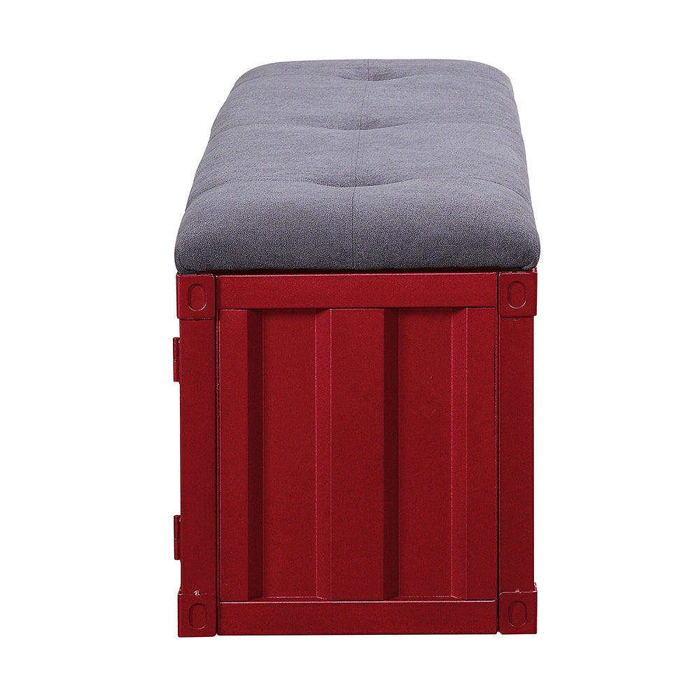 ACME Cargo Gray Fabric & Red Bench with Storage Model 35956