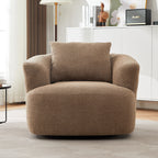 Fauteuil pivotant à 360°, fauteuil d'appoint en bouclette de 38,2 cm avec coussin décoratif, fauteuil-canapé rembourré de forme cylindrique avec accoudoirs incurvés