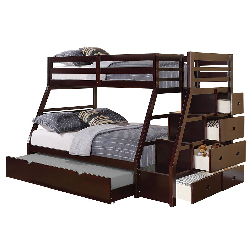 ACME Jason (Storage) Espresso Bunk Bed  (Twin | Full)  with Trundle (Full) & Storage Model 37015