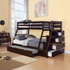 ACME Jason (Storage) Espresso Bunk Bed  (Twin | Full)  with Trundle (Full) & Storage Model 37015