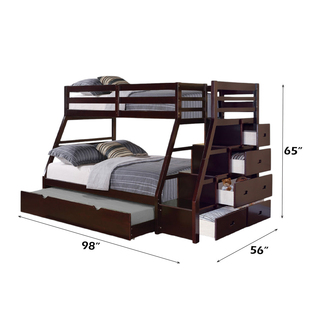 ACME Jason (Storage) Espresso Bunk Bed  (Twin | Full)  with Trundle (Full) & Storage Model 37015