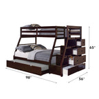 ACME Jason (Storage) Espresso Bunk Bed  (Twin | Full)  with Trundle (Full) & Storage Model 37015