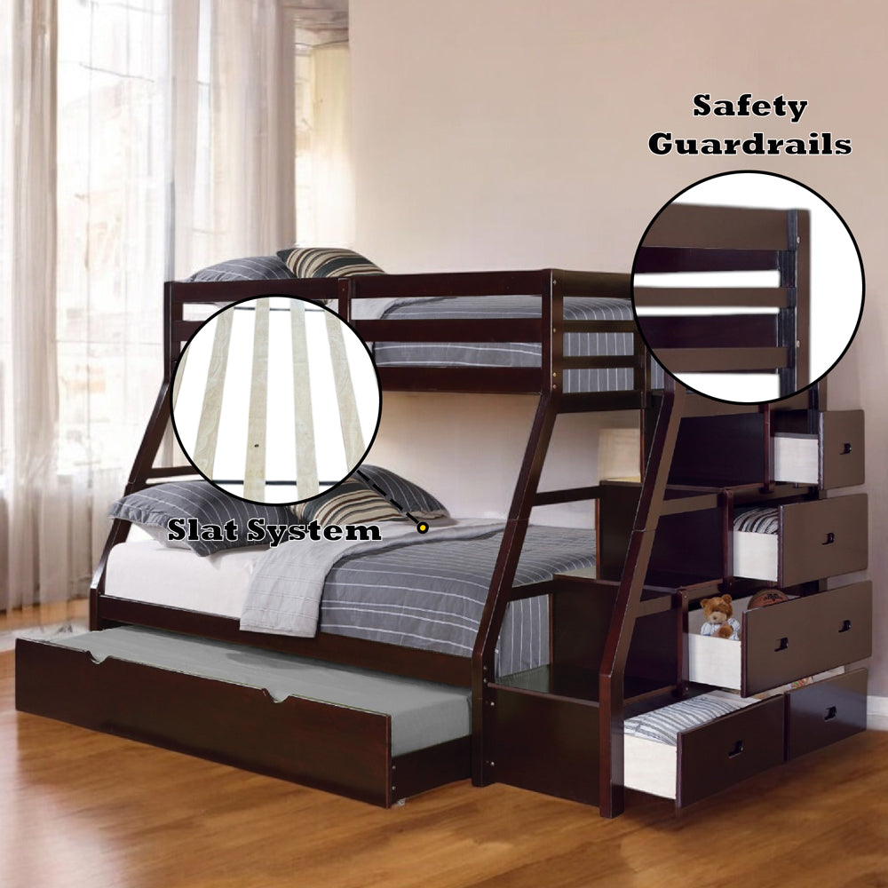 ACME Jason (Storage) Espresso Bunk Bed  (Twin | Full)  with Trundle (Full) & Storage Model 37015