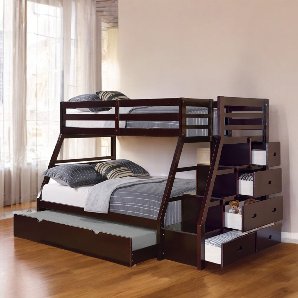 ACME Jason (Storage) Espresso Bunk Bed  (Twin | Full)  with Trundle (Full) & Storage Model 37015