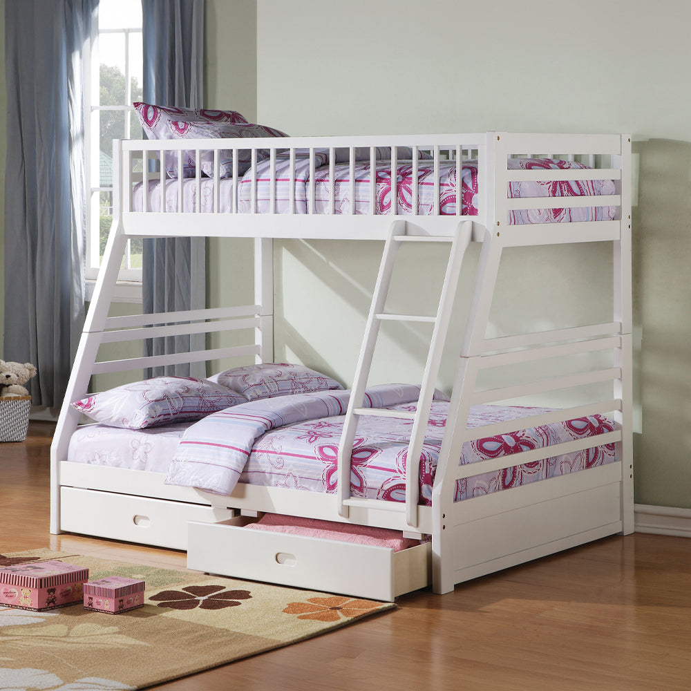 ACME Jason White Bunk Bed  (Twin | Full)  with Storage Model 37040