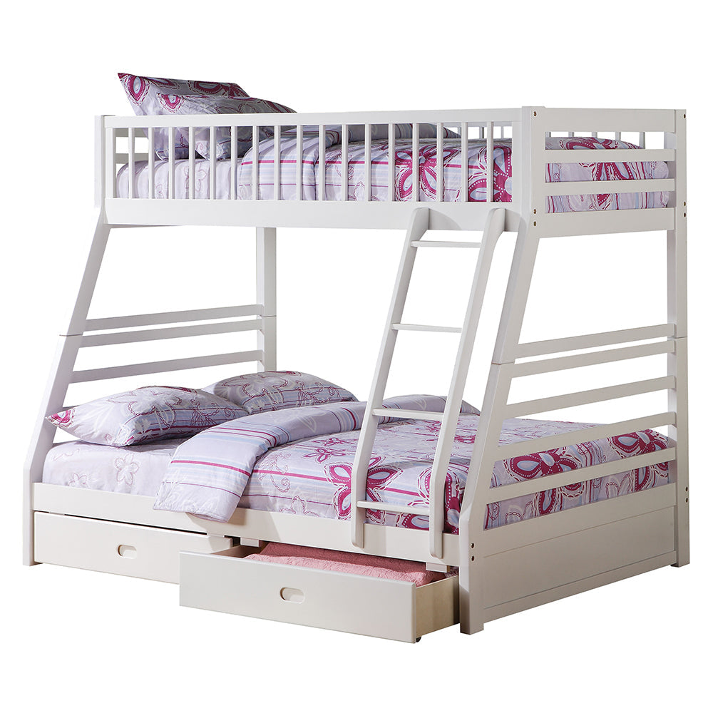ACME Jason White Bunk Bed  (Twin | Full)  with Storage Model 37040