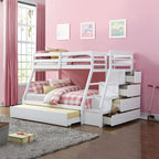 ACME Jason (Storage) White Bunk Bed  (Twin | Full)  with Trundle (Full) & Storage Model 37105
