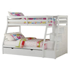 ACME Jason (Storage) White Bunk Bed  (Twin | Full)  with Trundle (Full) & Storage Model 37105