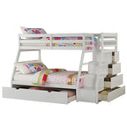 ACME Jason (Storage) White Bunk Bed  (Twin | Full)  with Trundle (Full) & Storage Model 37105